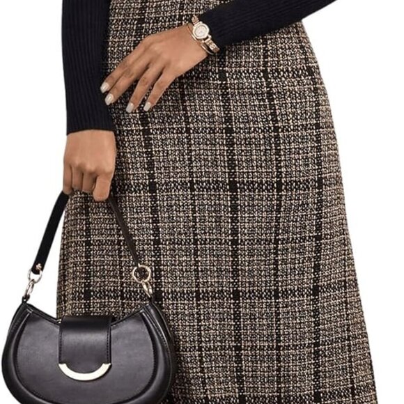 Dresses & Skirts - Women's Plaid Print Sleeveless V Neck Raw Trim Overall Dress Work Casual